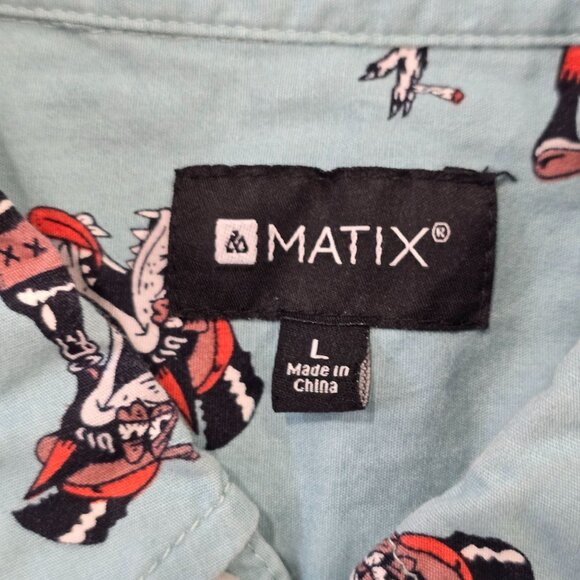 Matix Short Sleeve Button-Up Shirt With Cartoon Print Size L - Picture 3 of 7